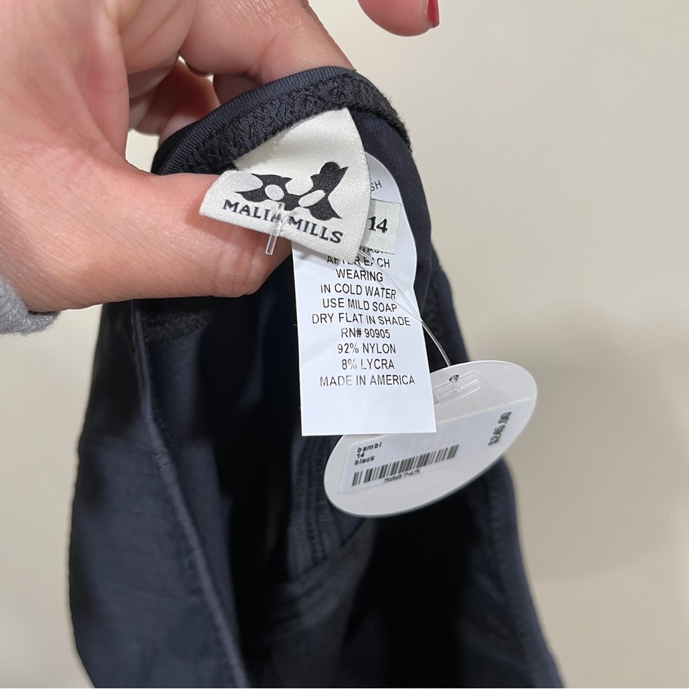 NWT Malia Mills BAMBI - SIGNATURE BLACK bikini bottoms high rise size 14 - Picture 9 of 10
